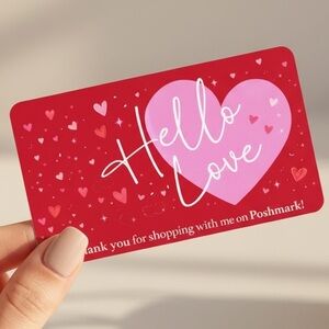 50 Cute Red Thank You Cards | Heart Love Design for Poshmark Sellers 3.5x2